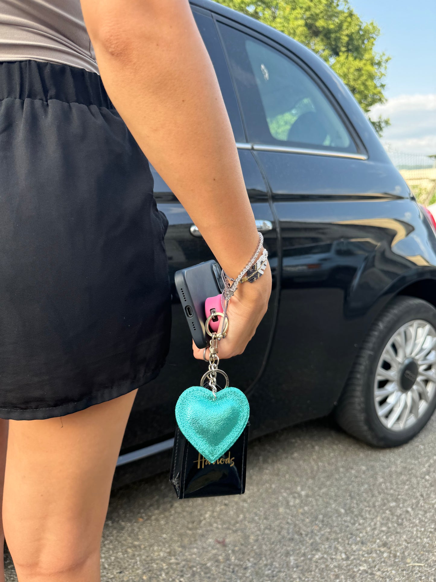 Portachiavi a cuore pelle vera